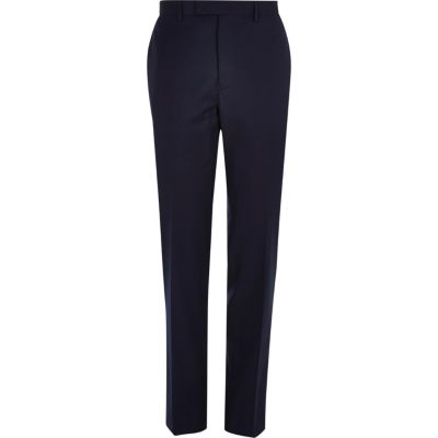 Navy tailored suit trousers